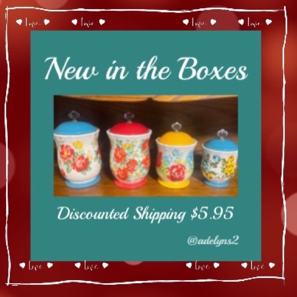 🌺 New Pioneer Woman Canisters, Set of 4 Canisters with Lids - Picture 3 of 5